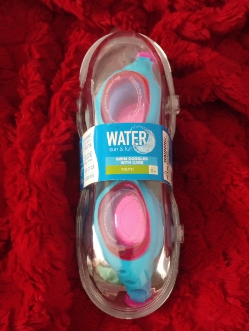 Kids Swim Blue/Pink Goggles with Case